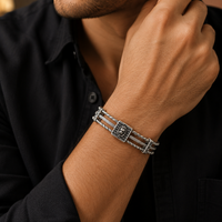 Lion Head Adjustable Silver Kada for Men #33•PM