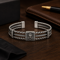 Lion Head Adjustable Silver Kada for Men #33•PM