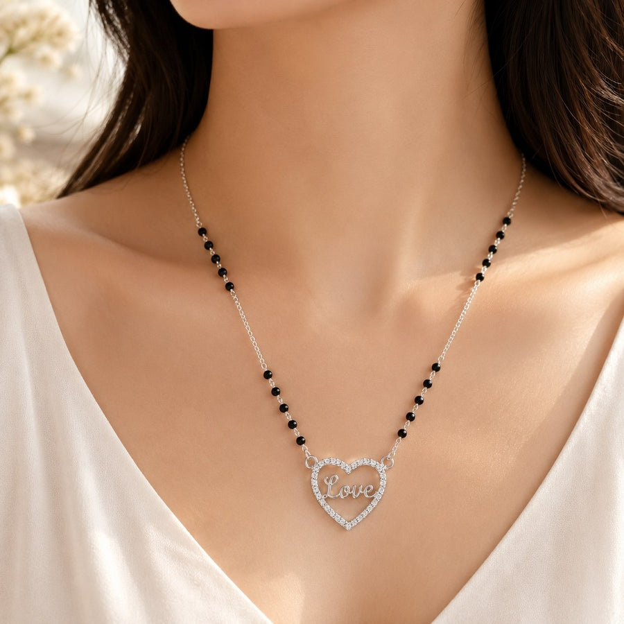 Love Heart Silver Mangalsutra for Women #4.5•PM