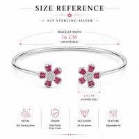 Pink Flower Silver Bracelet for Women #6.5•PM