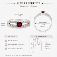 Ruby Stone Silver Ring for Girls & Women #3.5