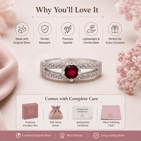 Ruby Stone Silver Ring for Girls & Women #3.5