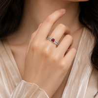 Ruby Stone Silver Ring for Girls & Women #3.5