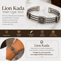 Lion Head Adjustable Silver Kada for Men #33•PM