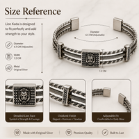 Lion Head Adjustable Silver Kada for Men #33•PM
