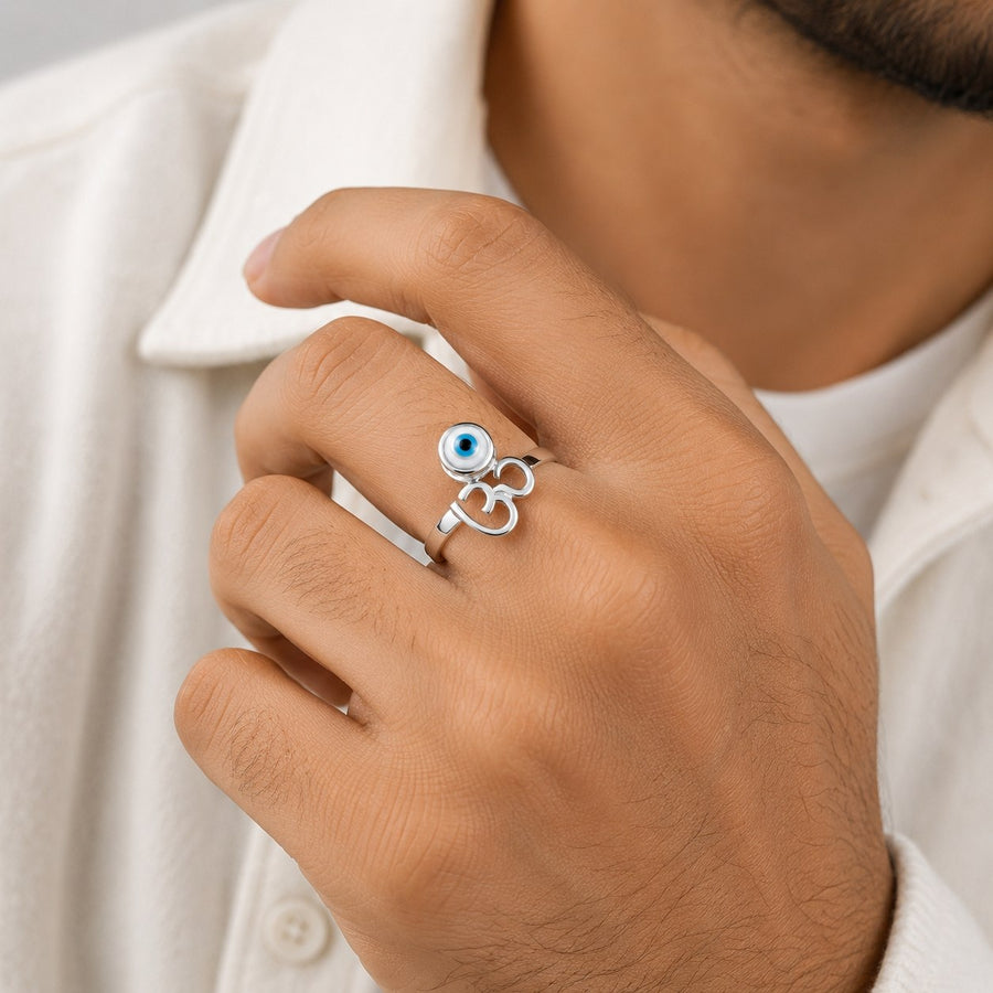 Adjustable Om Evil Eye Ring for Women & Men