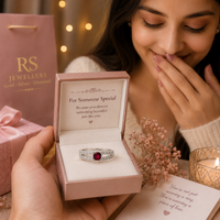 Ruby Stone Silver Ring for Girls & Women #3.5