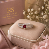 Ruby Stone Silver Ring for Girls & Women #3.5