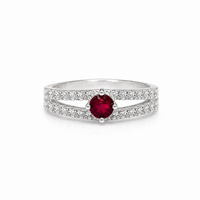 Ruby Stone Silver Ring for Girls & Women #3.5