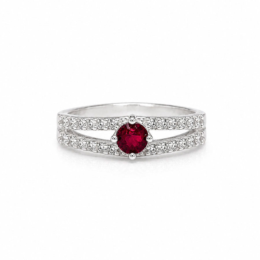 Ruby Stone Silver Ring for Girls & Women #3.5